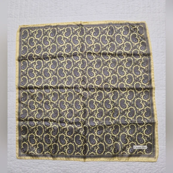 Paisley Silk Scarf by Dior - Black and Gold - Picture 3 of 5